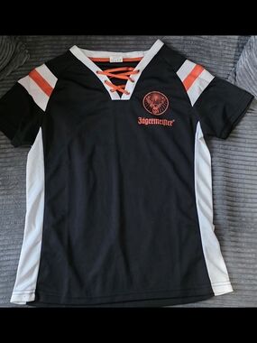 Jagermeister Black, White & Orange Lace-Up Women's Jersey Type Shirt